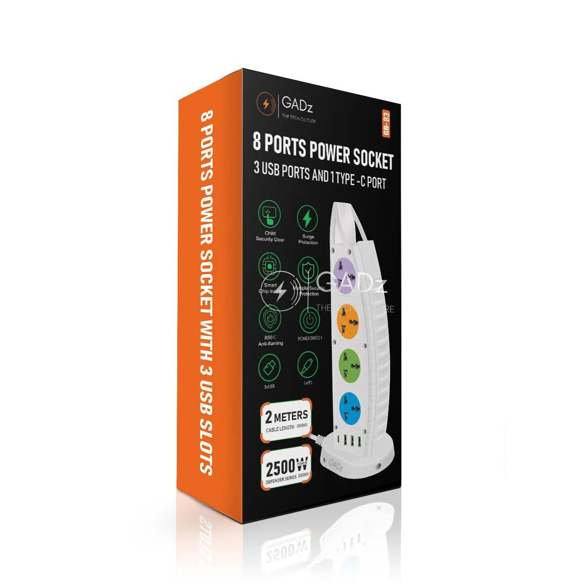 8 Gang Extension Wire Socket 3 USB & 1 Type C Port Multi Plug Power Strip Cable 8 Gang Extension Wire Socket 3 USB & 1 Type C Port Multi Plug Power Strip Cable
